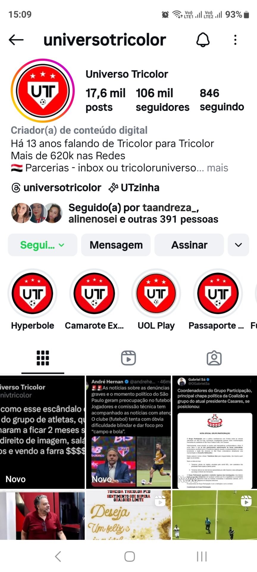 Vendo Instagram ligado ao futebol, 106k – alcance de 9mi mensais, seguidores 100% orgânicos, página monetizada
