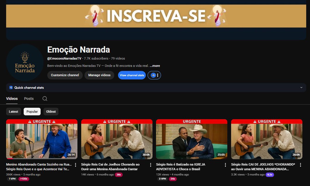 Canal BR de Histórias – 7,7K de Inscritos – Fácil Edição