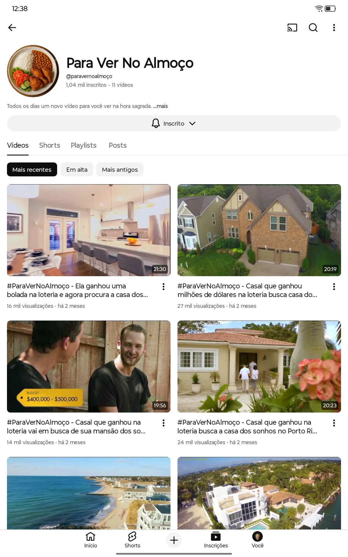 Canal com engajamento excelente, 4k de horas e 1k de inscritos