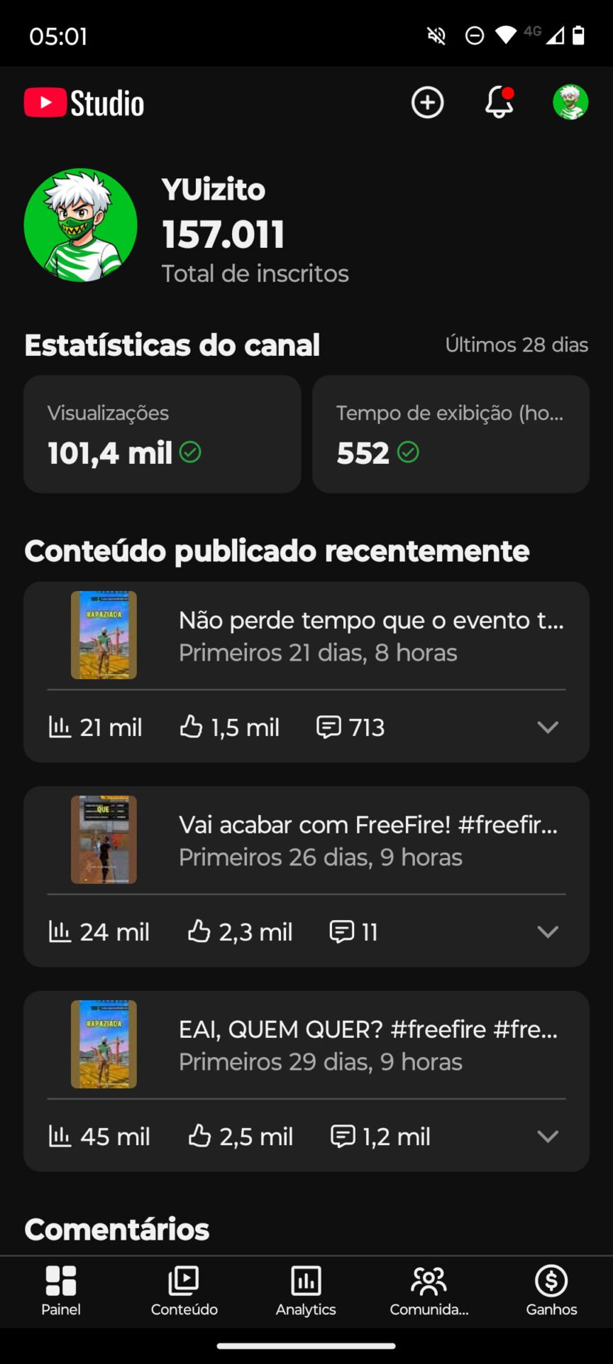 Vendo Canal YouTube com 157k Inscritos | 3 Milhões de Views | Alto Potencial de Monetização