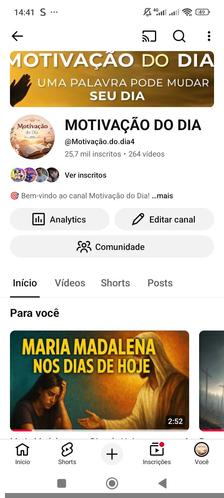 Canal de oração no preço