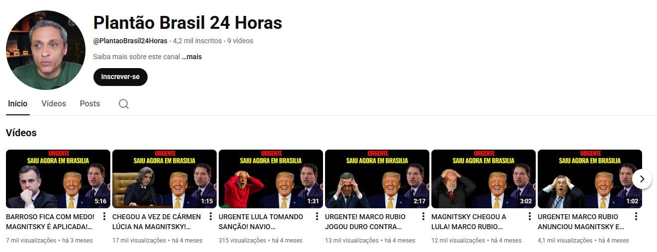 Canal no YouTube à venda – Plantão Brasil 24 Horas: Geopolítica e Notícias Urgentes (4 mil inscritos)