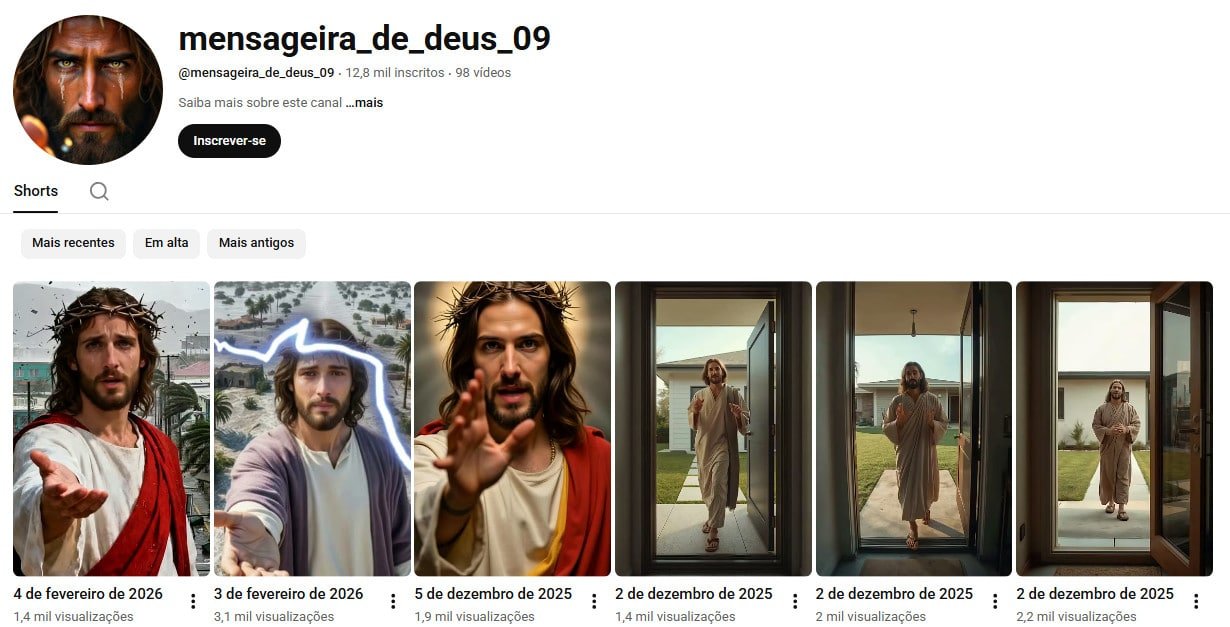 Canal no YouTube à venda (Não Monetizado) – mensageira_de_deus_09: Mensagens de Fé (12 mil inscritos)