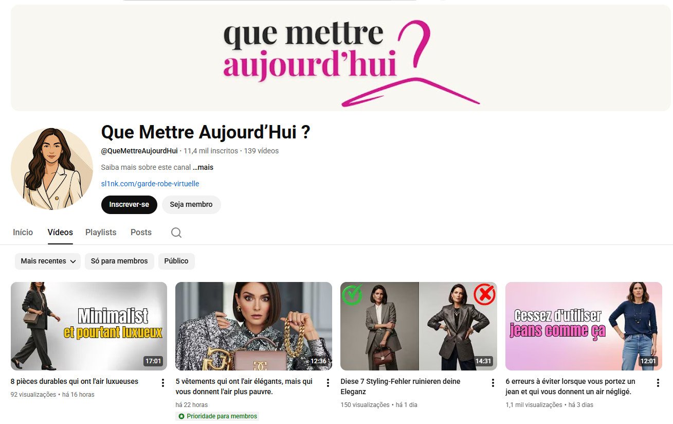 Canal no YouTube à venda – Moda e Estilo Feminino (11 mil inscritos)