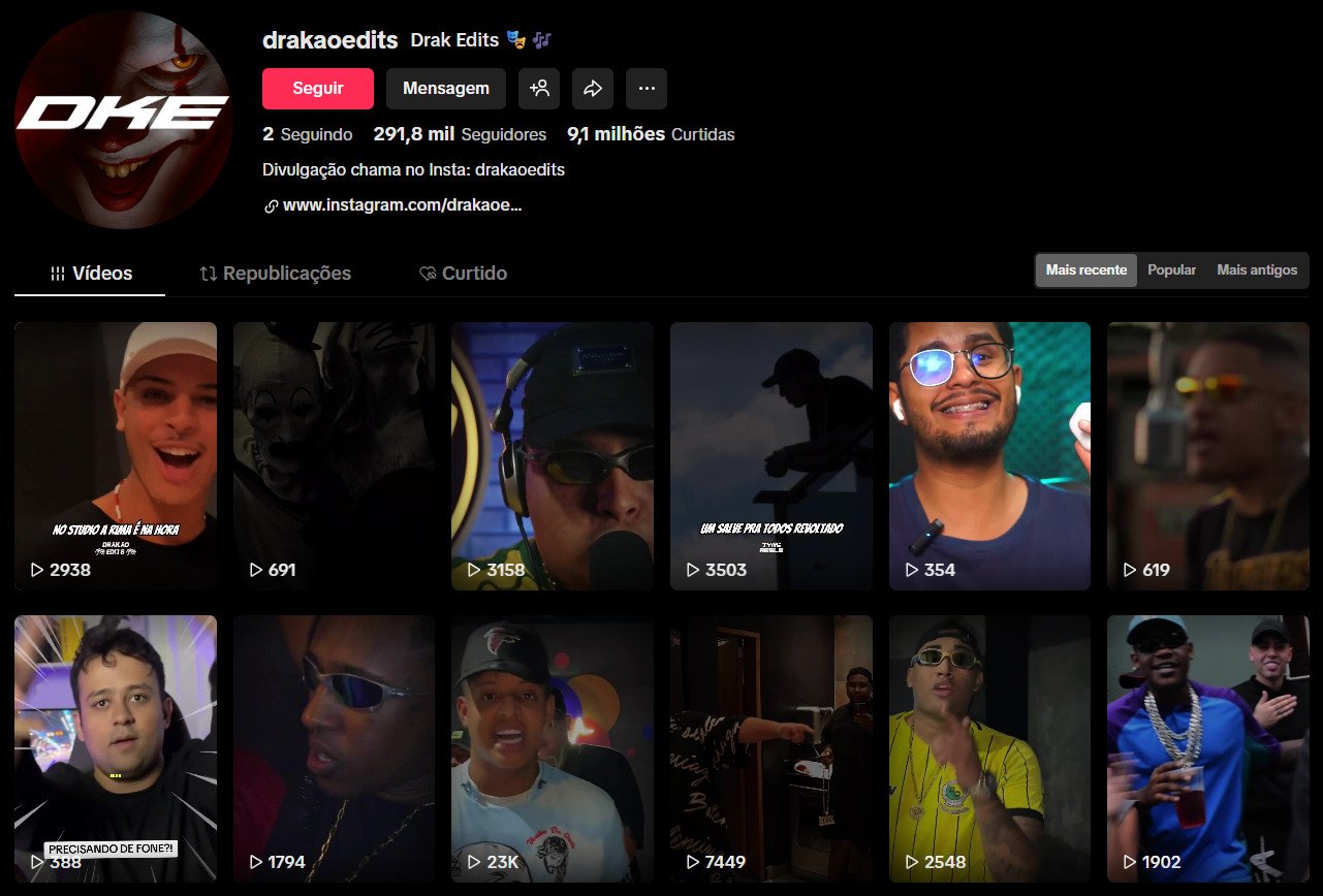 Perfil no TikTok à venda – Edições de Música e Lifestyle (291 mil seguidores)