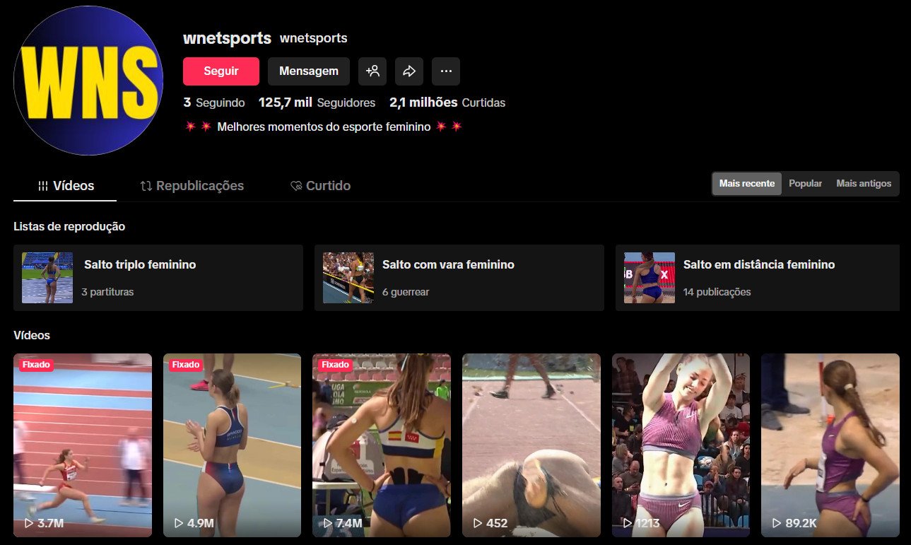 Perfil no TikTok à venda – Esportes e Atletismo Feminino (125 mil seguidores)
