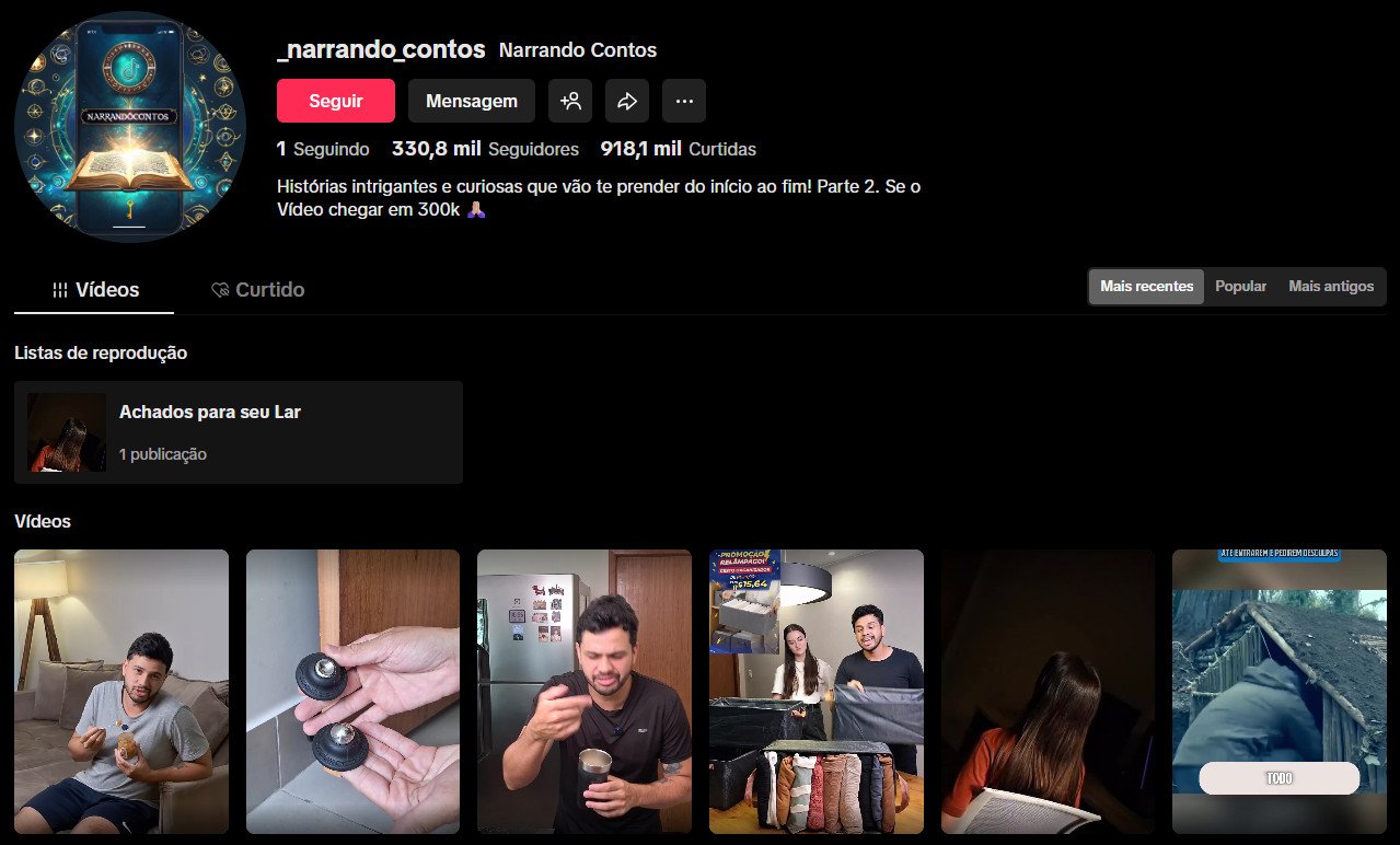 Perfil no TikTok à venda – _narrando_contos: Histórias e Achados (330 mil seguidores)