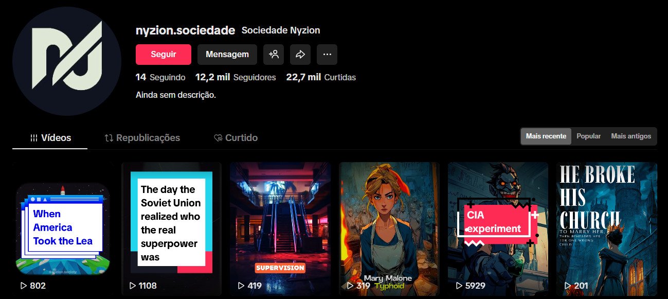 Perfil no TikTok à venda – Curiosidades e Documentários (12 mil seguidores)
