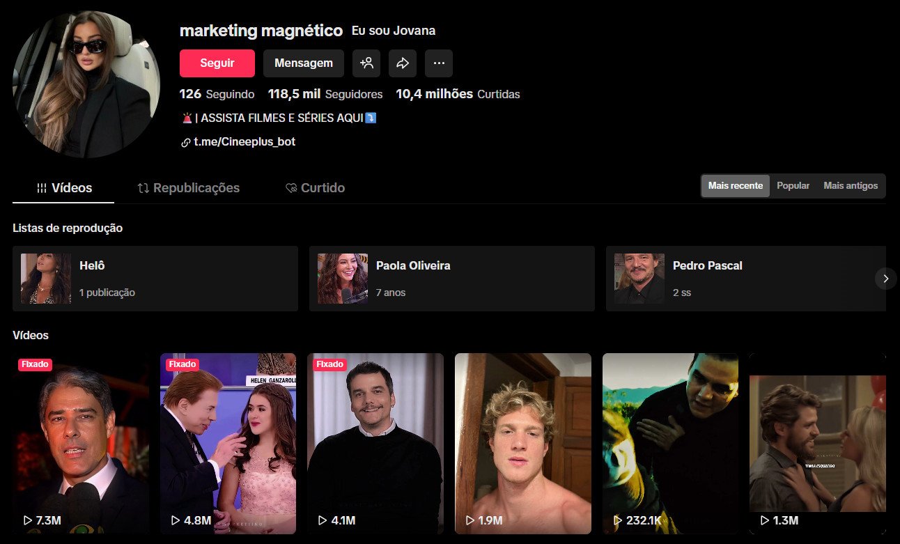Perfil no TikTok à venda – Entretenimento e Celebridades (118 mil seguidores)