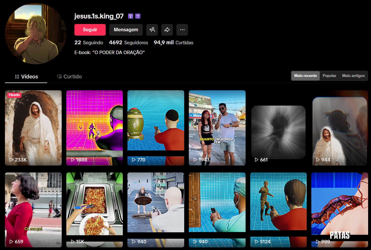 Perfil no TikTok à venda – Fé e Games de Conteúdo Variado (4 mil seguidores)