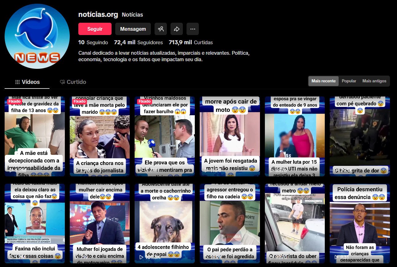 Perfil no TikTok à venda – Jornalismo e Fatos Relevantes (72 mil seguidores)