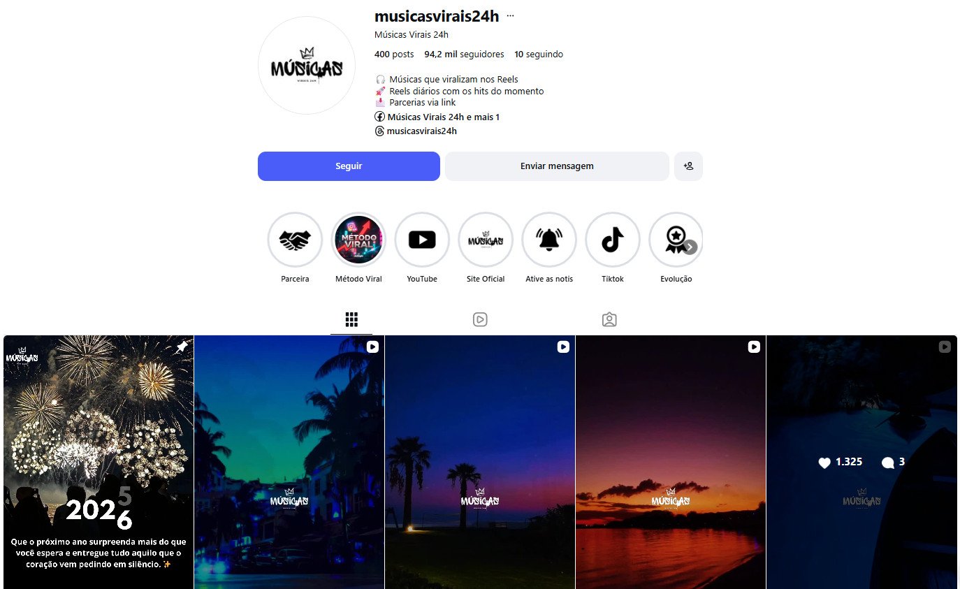 Perfil no Instagram à venda – Entretenimento Musical (94 mil seguidores)