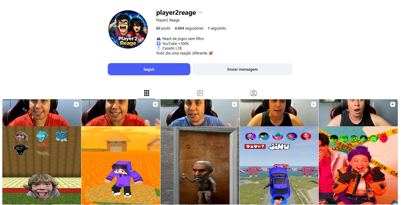 Perfil no Instagram à venda – Gaming e React (4 mil seguidores)