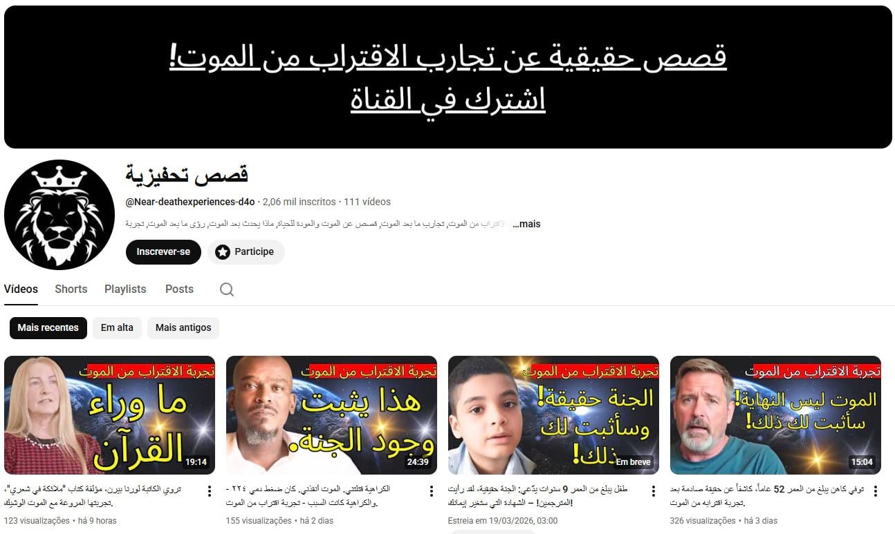 Canal no YouTube à venda – Espiritualidade e Experiências de Vida (2 mil inscritos)