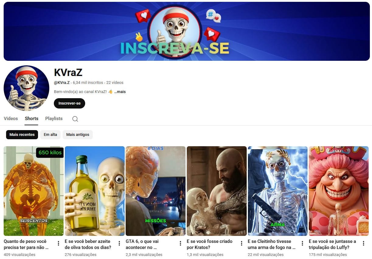 Canal no YouTube à venda – curiosidades, cenários hipotéticos e cultura geek/gamer (6 mil inscritos) não monetizado