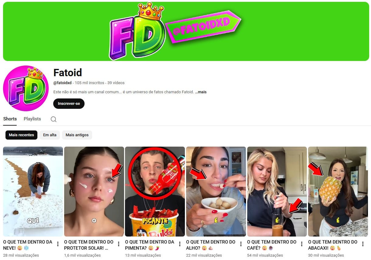 Canal no YouTube à venda – Curiosidades e Fatos (105 mil inscritos) não monetizado