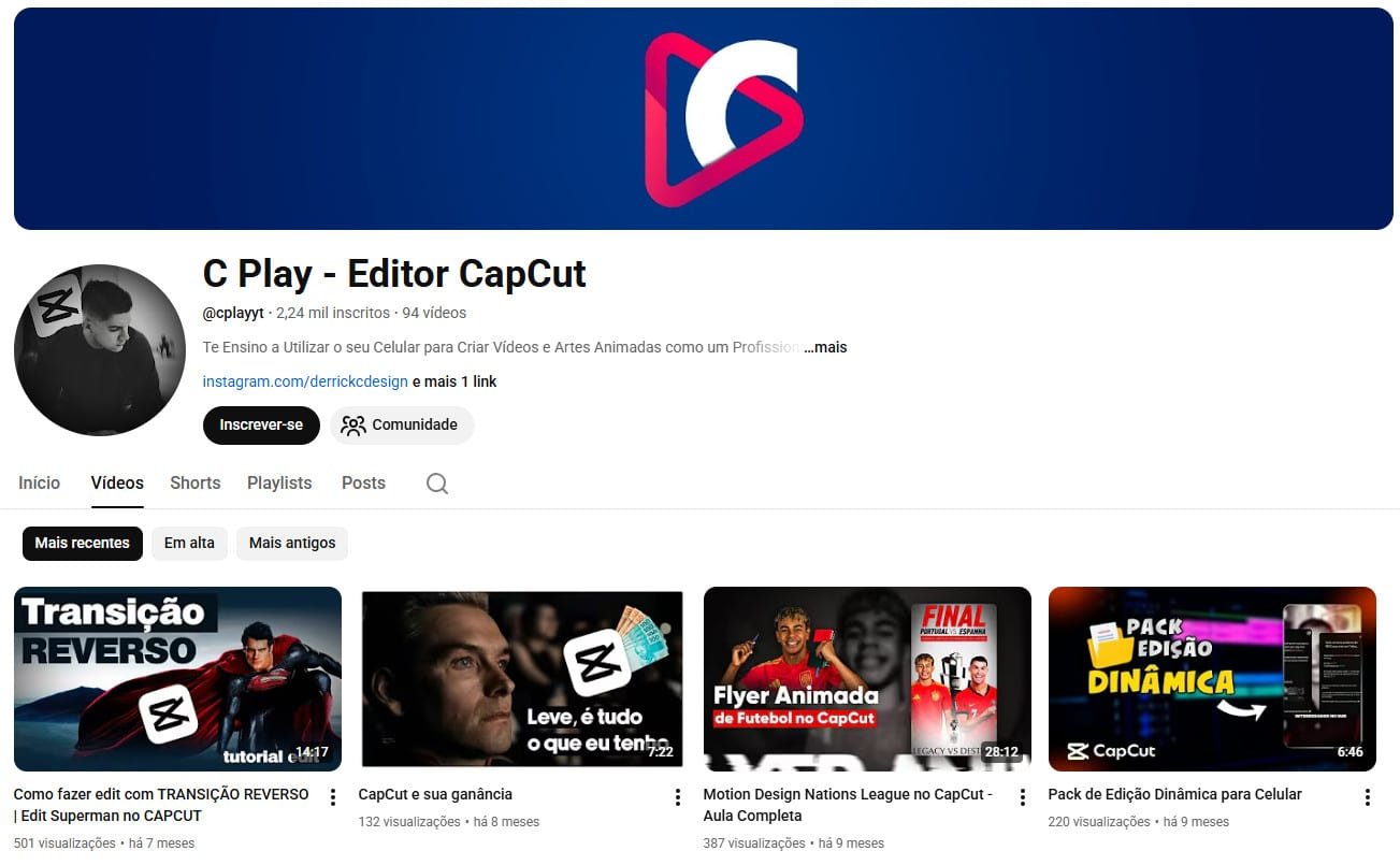 Canal no YouTube à venda – Tutoriais de Edição (2 mil inscritos) não monetizado