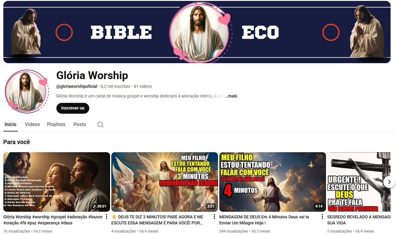 Canal no YouTube à venda – Religioso/Gospel (6 mil inscritos) não monetizado