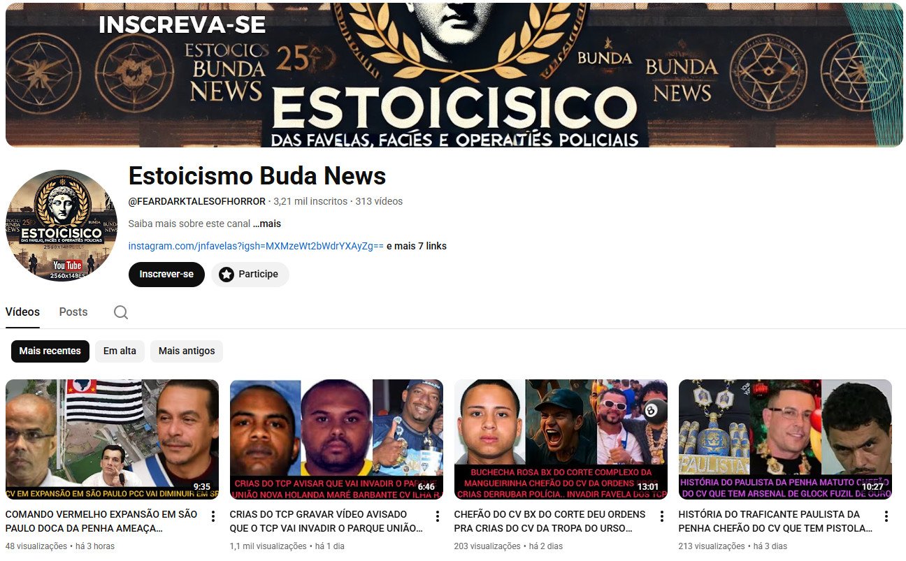 Canal no YouTube à venda – Estoicismo Buda News – Notícias/Segurança e Crimes (3 mil inscritos)