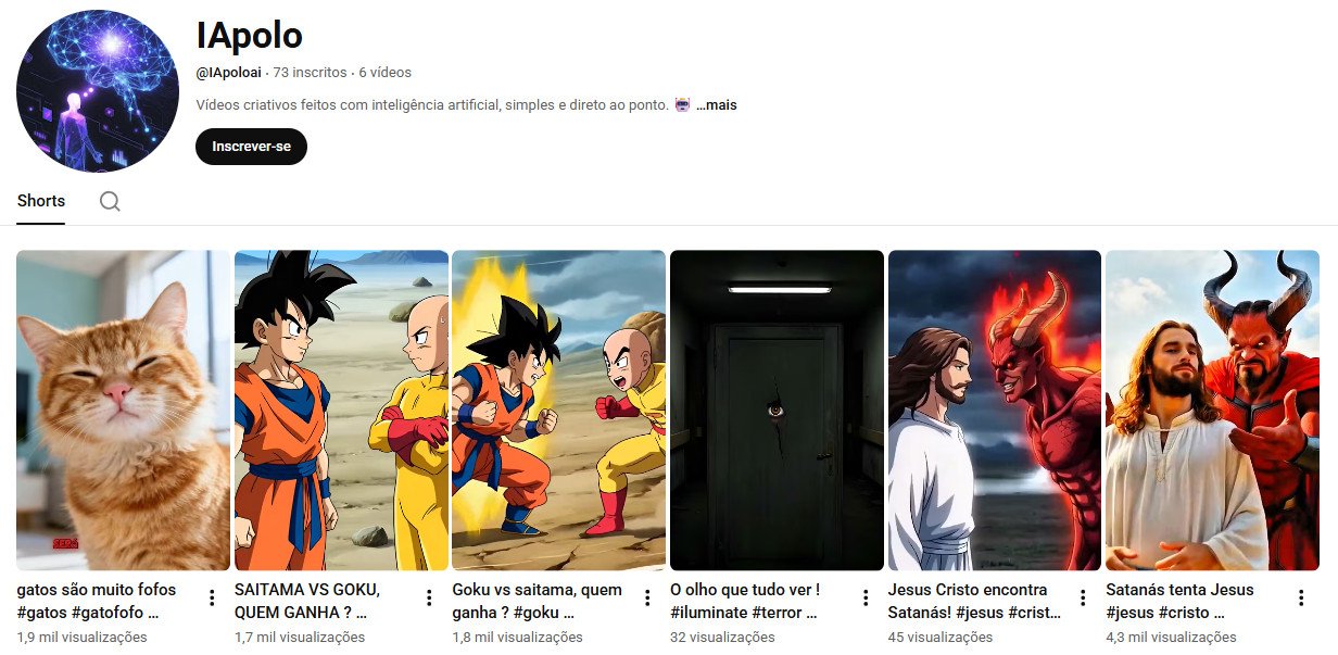 Canal no YouTube à venda – IApolo (Português) – Entretenimento/IA e Curiosidades (73 inscritos)