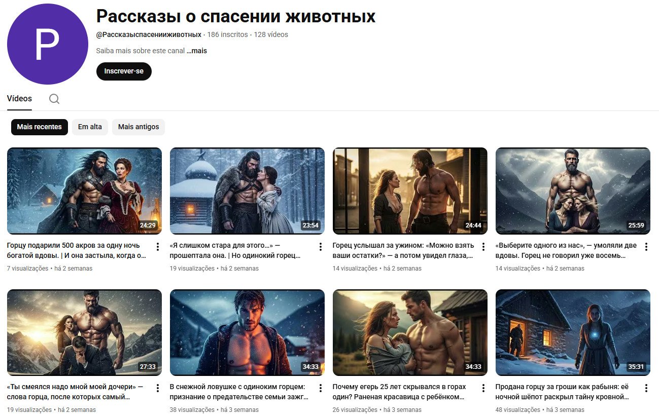 Canal no YouTube à venda – (Russo) – Entretenimento/Narrativas e Drama (186 inscritos) – Não Monetizado