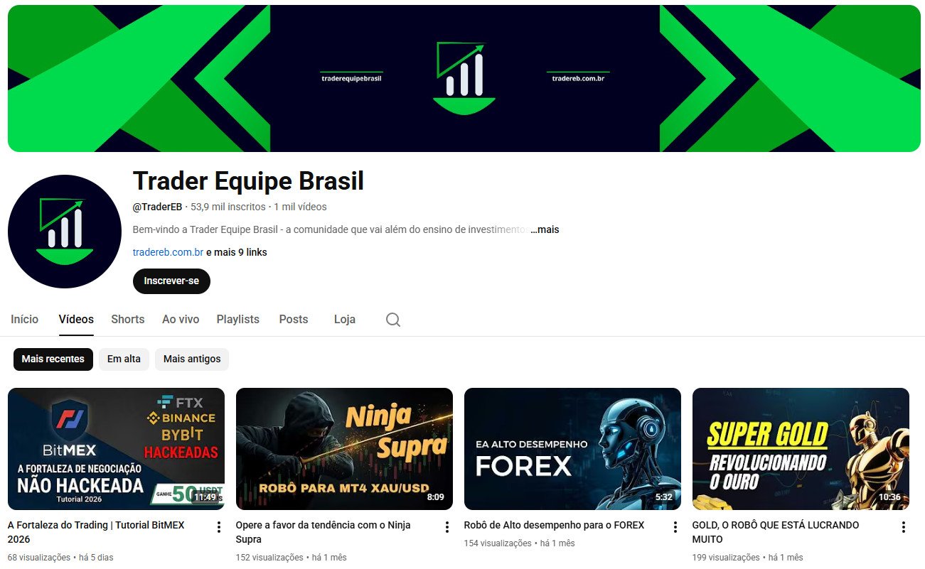 Canal no YouTube à venda – Trader Equipe Brasil (Português) – Finanças, Investimentos e Trading (53 mil inscritos) – Não Monetizado