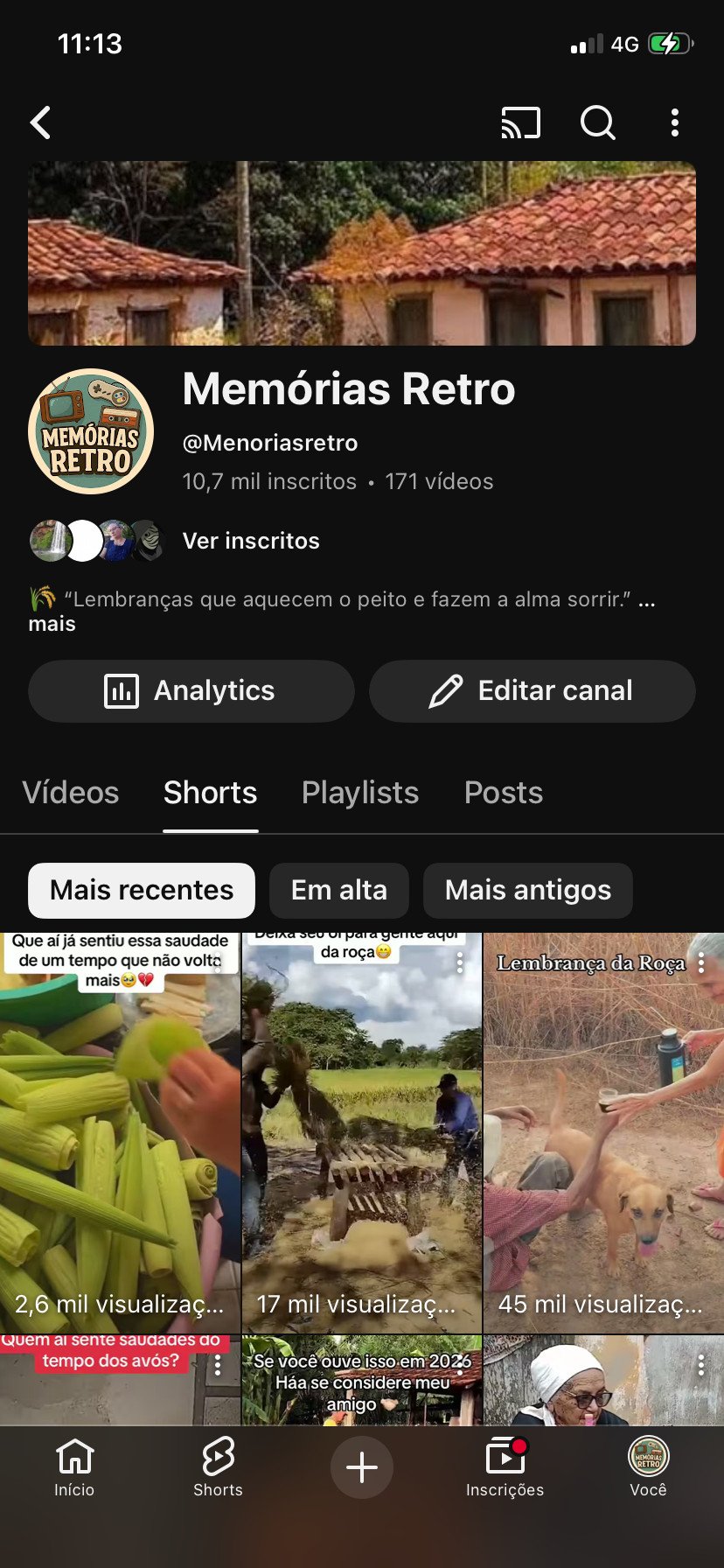 Vendo canal de nostalgia com 10,700 escrito
