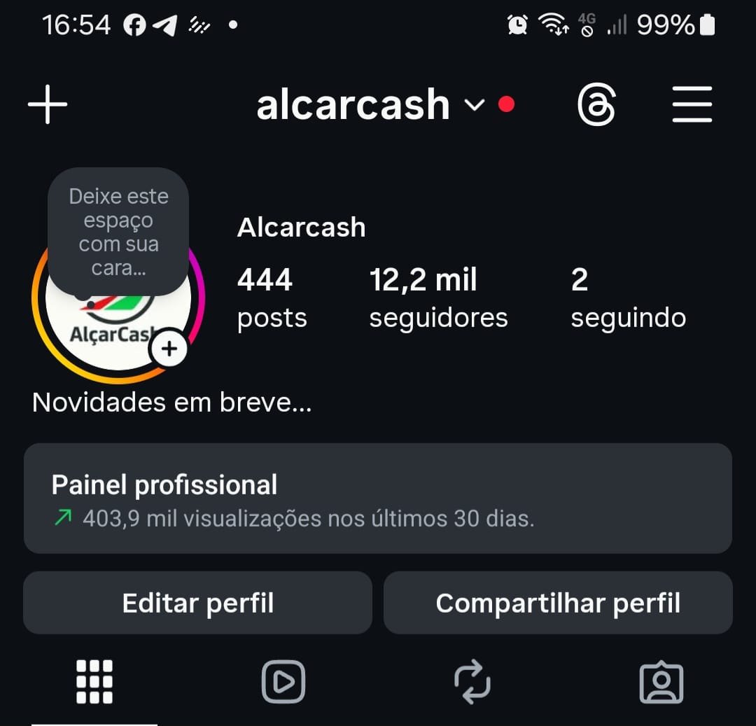 Vendo conta com 12 mil seguidores reais