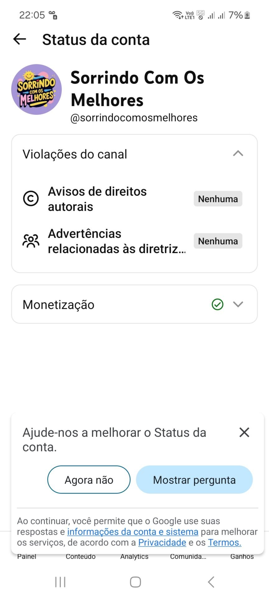 VENDO CANAL – NÃO MONETIZADO