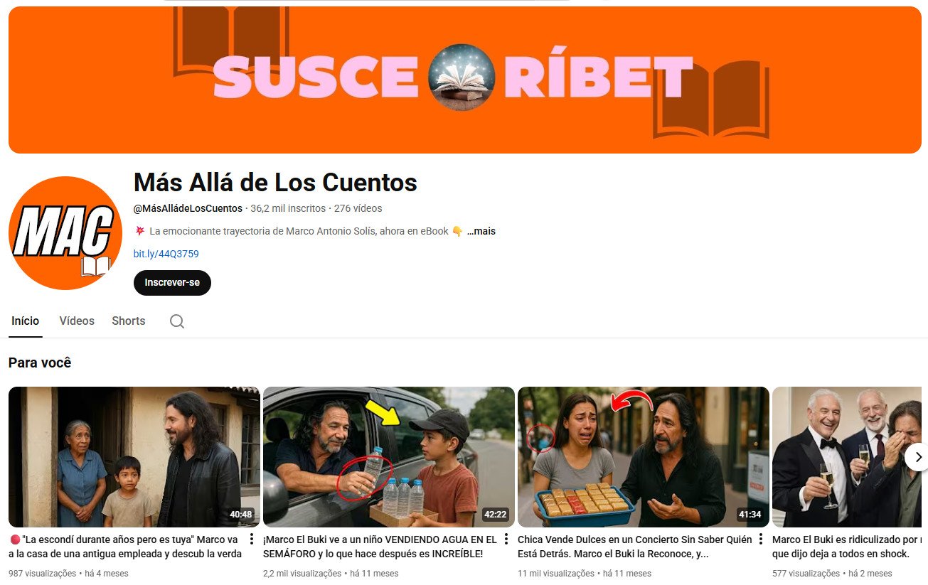 Canal no YouTube à venda – Más Allá de Los Cuentos (Espanhol) – Biografias e Histórias Inspiradoras (36 mil inscritos)