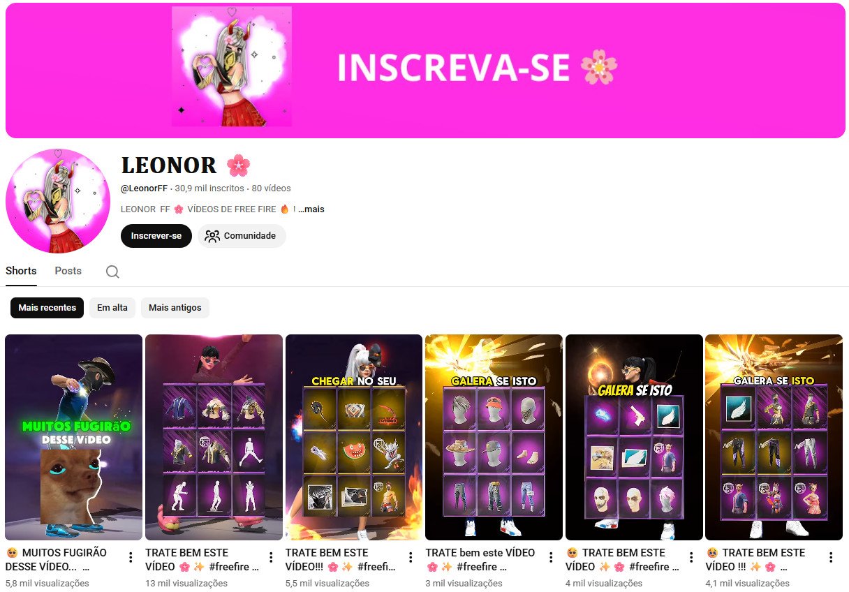 Canal no YouTube à venda – Free Fire, Shorts e Gaming (30 mil inscritos) – Não monetizado