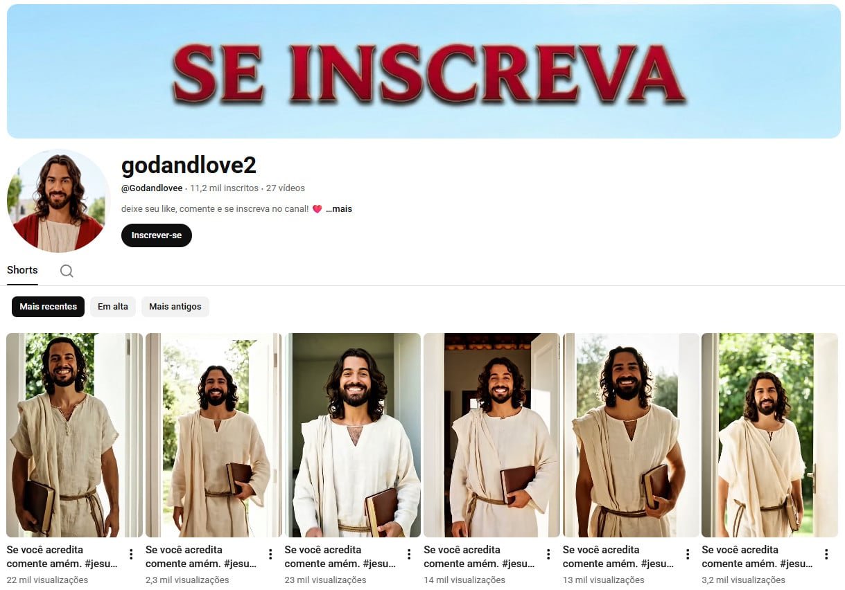 Canal no YouTube à venda – Espiritualidade, Religião e Shorts (11 mil inscritos) – Não monetizado