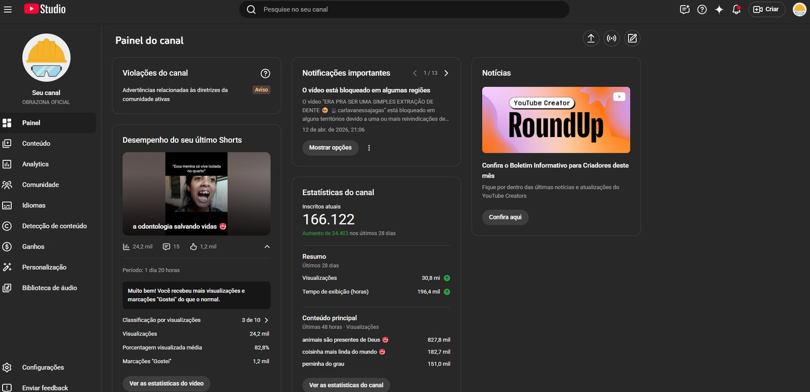 CANAL COM 170 MIL INSCRITOS, NICHO ENTRETENIMENTO