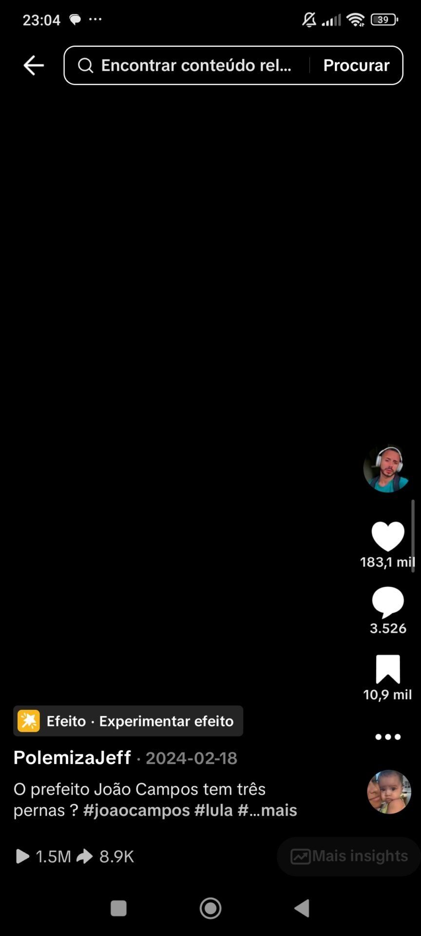 CONTA TIKTOK 23,7K — 1.6M CURTIDAS — ALTÍSSIMO ENGAJAMENTO (VÍDEO DE 1.5M VIEWS) — NICHO NOTÍCIAS/POLÍTICA/HUMOR