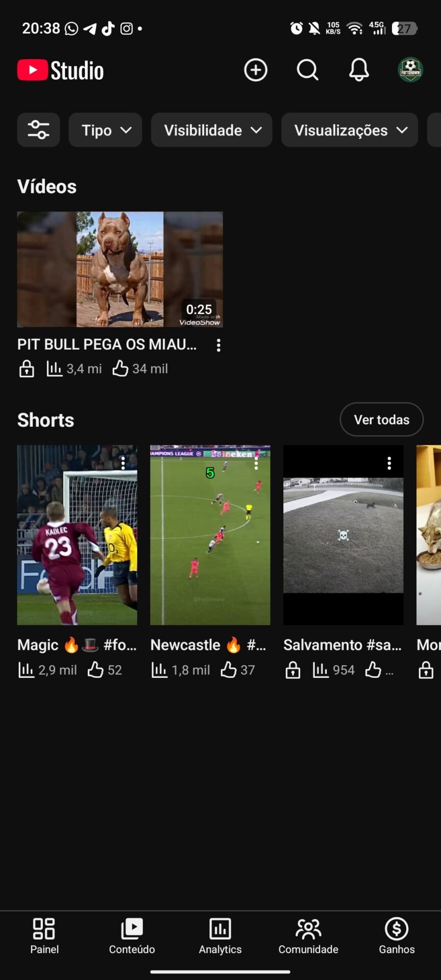 Canal YouTube com 12.200 inscritos