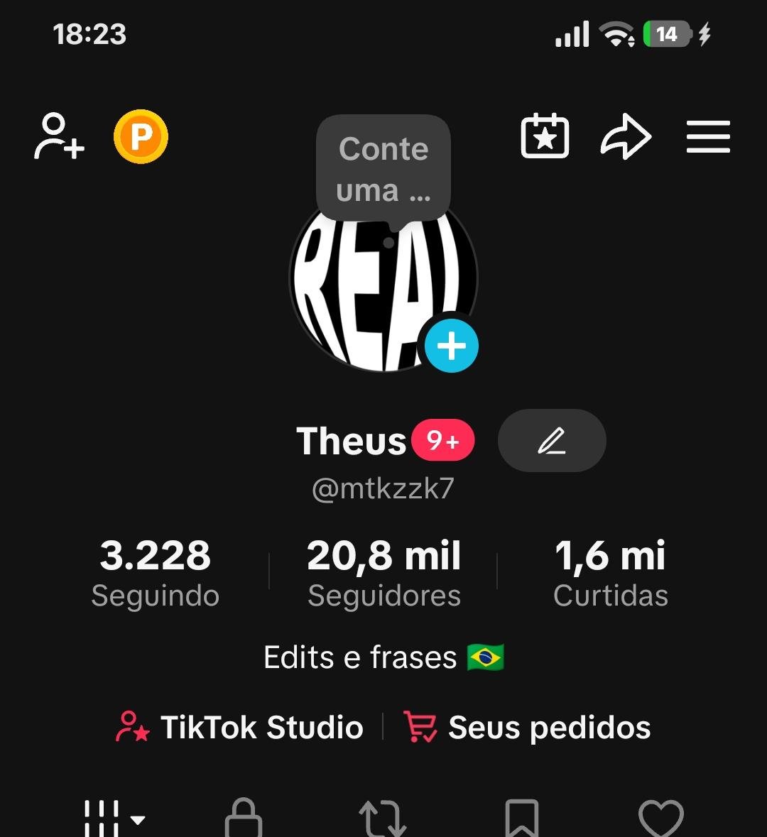 Vendo conta de tik Tok com 20,8 mil seguidores, 1,6 milhão de curtidas