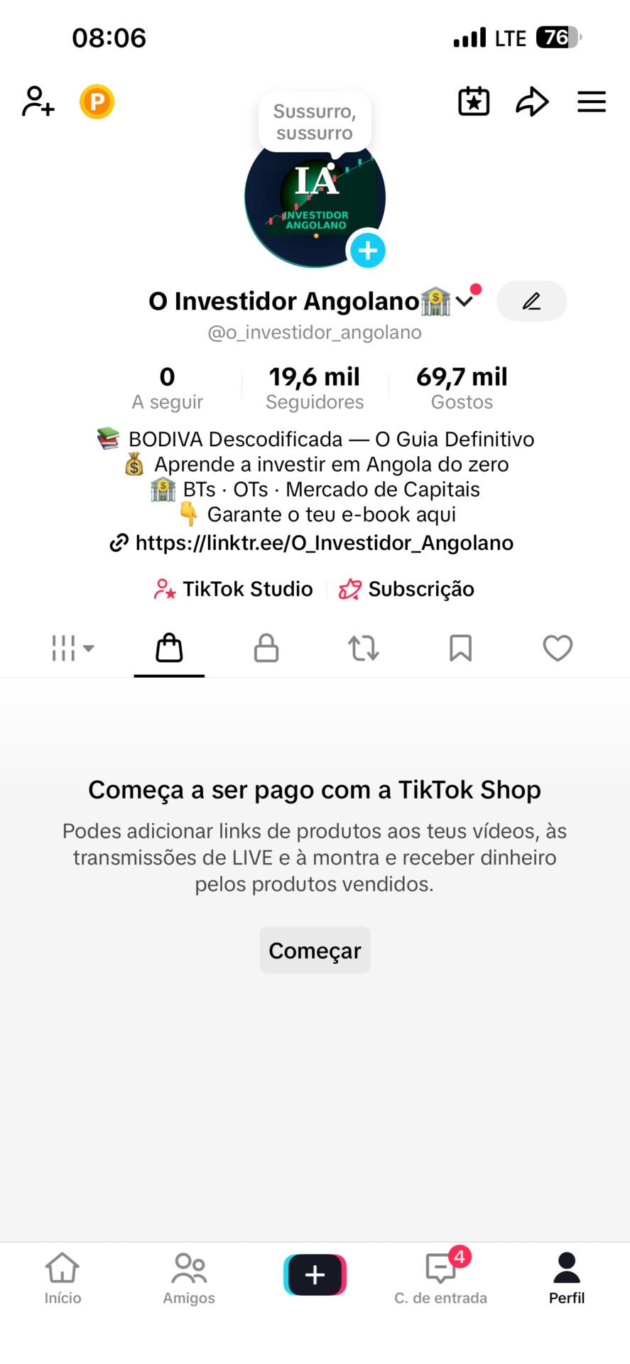 Conta TikTok totalmente monetizada