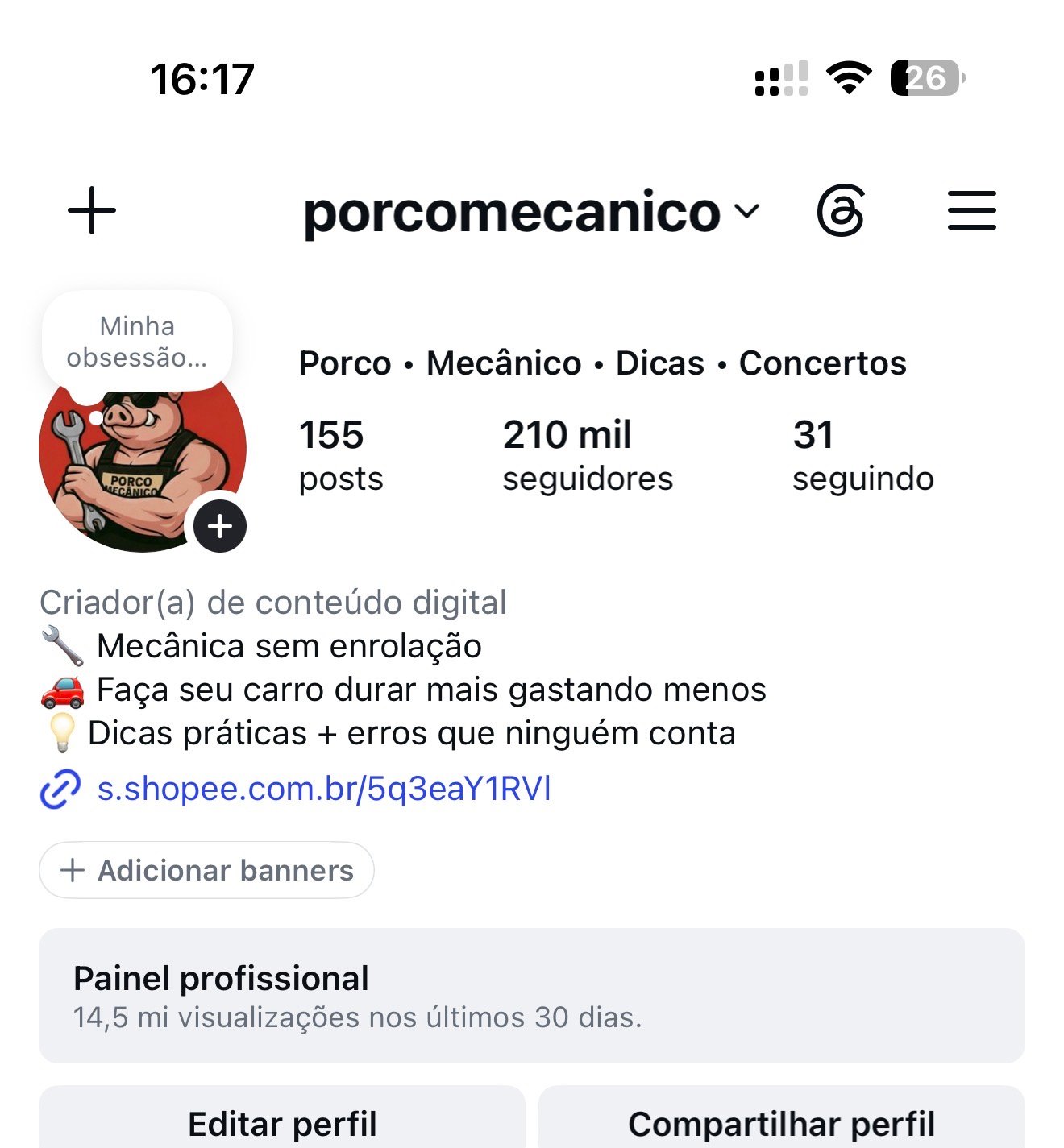INSTAGRAM COM 210K DE SEGUIDORES