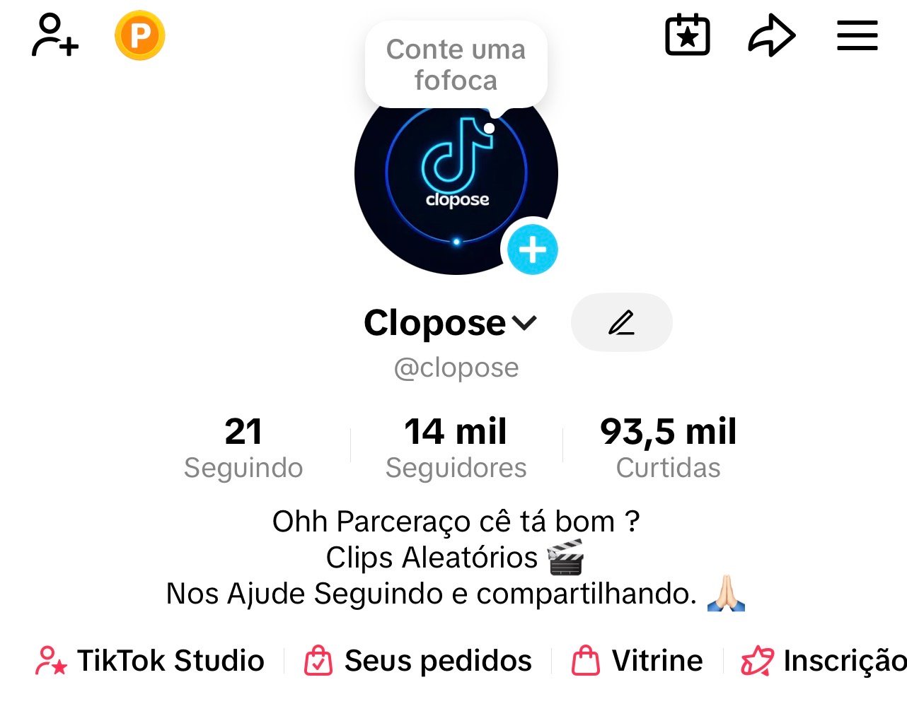Vendo Conta no Tik Tok com 14 mil seguidores.