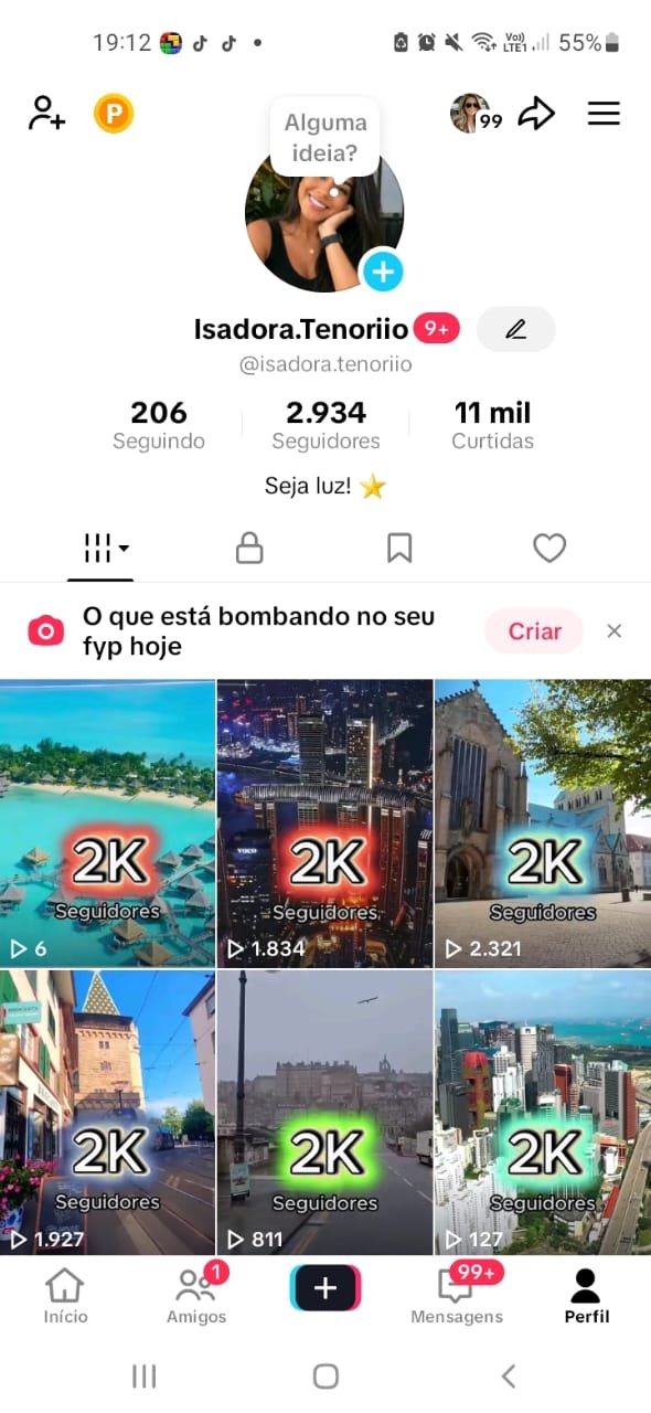 VENDO CONTA DO TIKTOK COM ATUALMENTE 2.934 K SEGUIDORES!!!