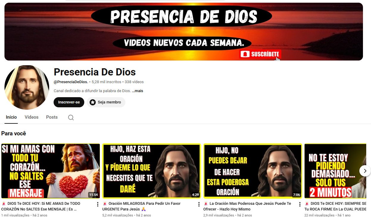 Canal no YouTube à venda – Presencia De Dios (5 mil inscritos)