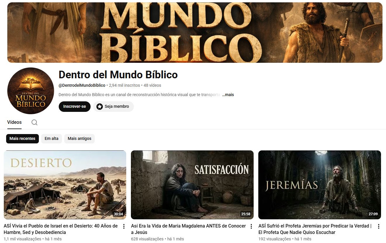 Canal no YouTube à venda – Dentro del Mundo Bíblico (2 mil inscritos)