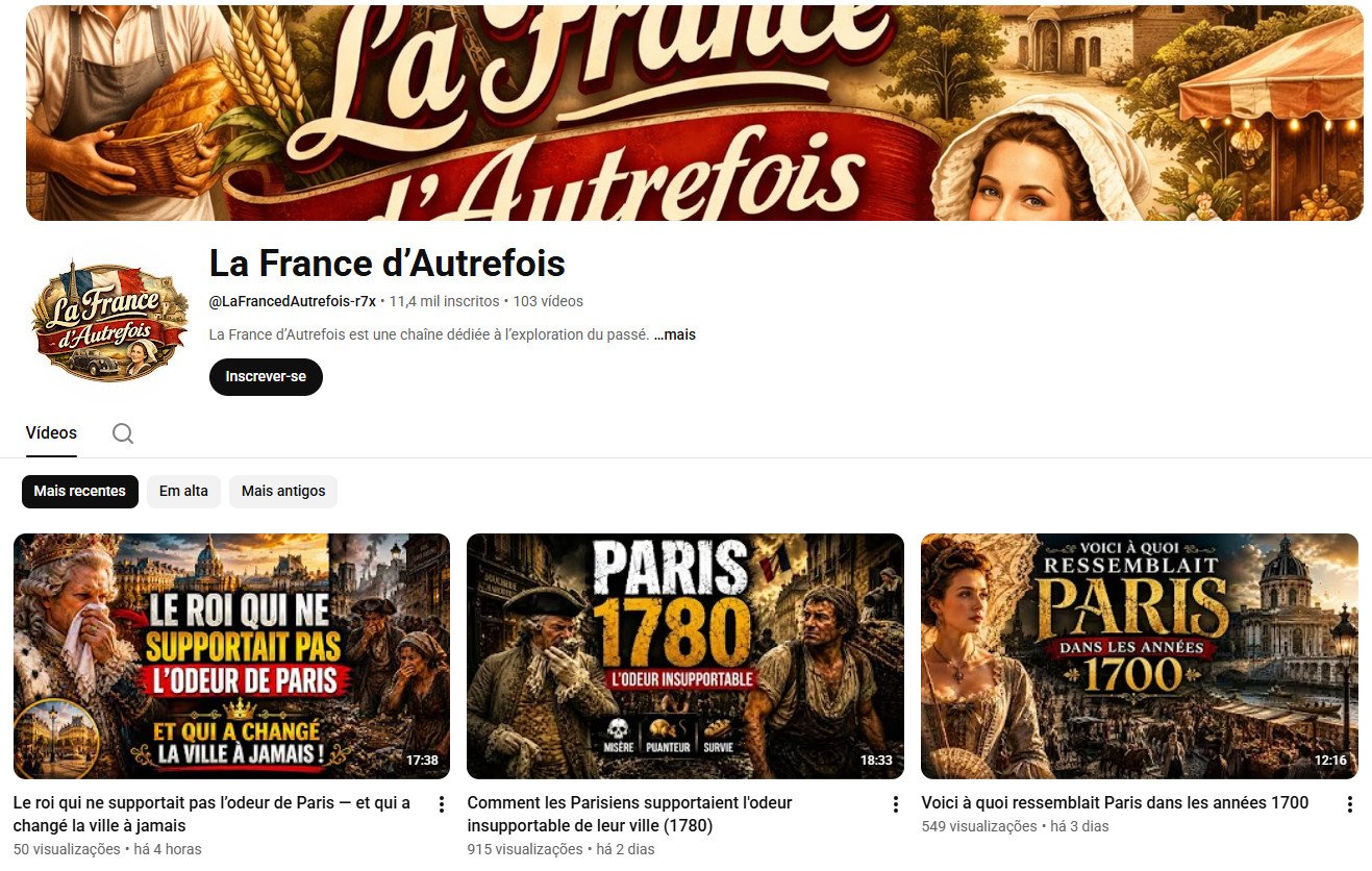 Canal no YouTube à venda – La France d’Autrefois (11 mil inscritos)