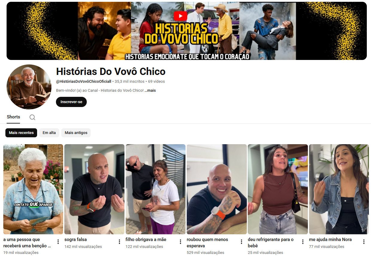 Canal no YouTube à venda – Histórias Do Vovô Chico (35 mil inscritos)