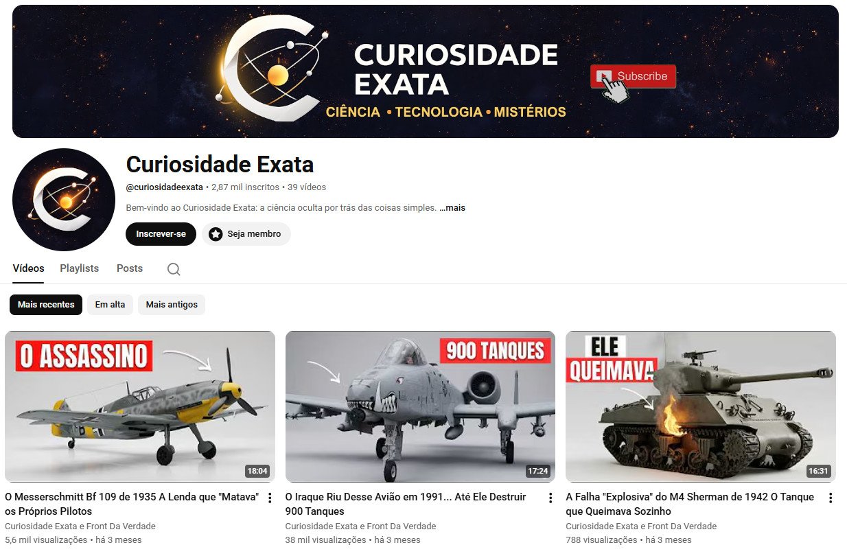 Canal no YouTube à venda – Curiosidade Exata (2 mil inscritos)