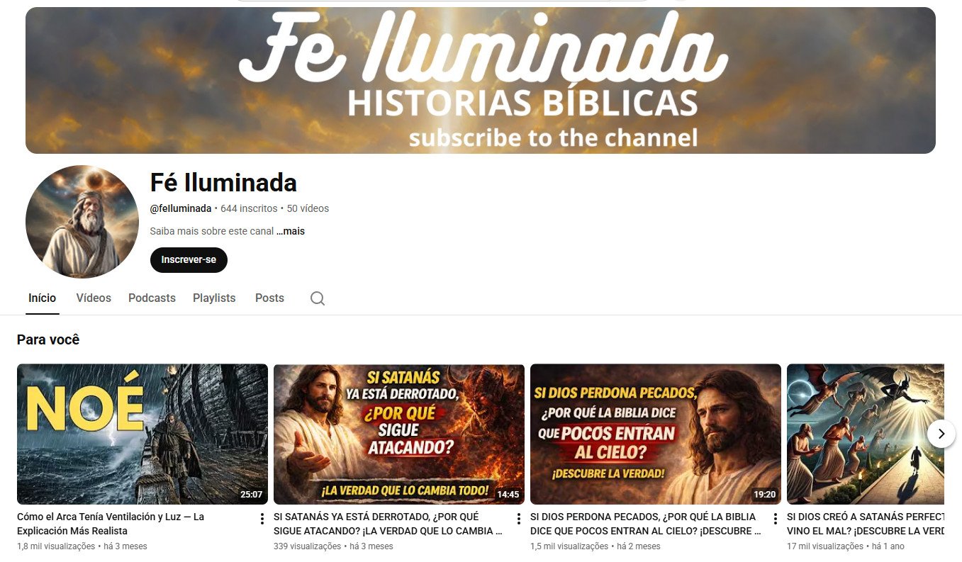 Canal no YouTube à venda – Fé Iluminada (644 inscritos)