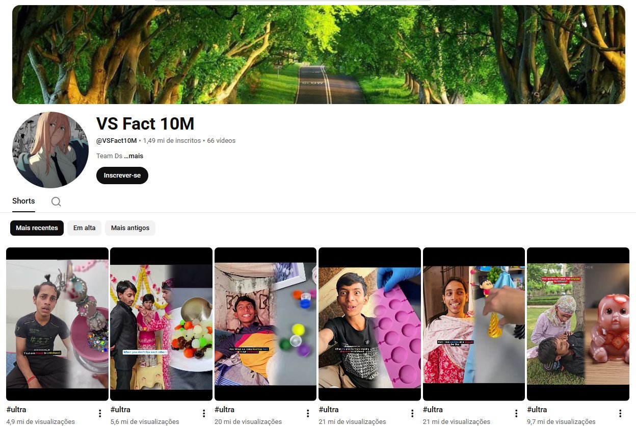 Canal no YouTube à venda – VS Fact 10M (1 milhão de inscritos)