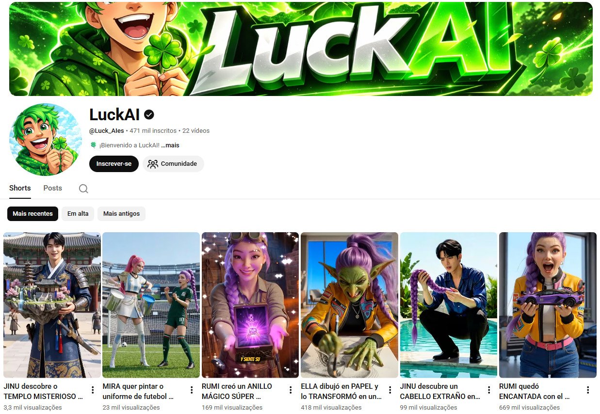 Canal no YouTube à venda – LuckAI (471 mil inscritos)