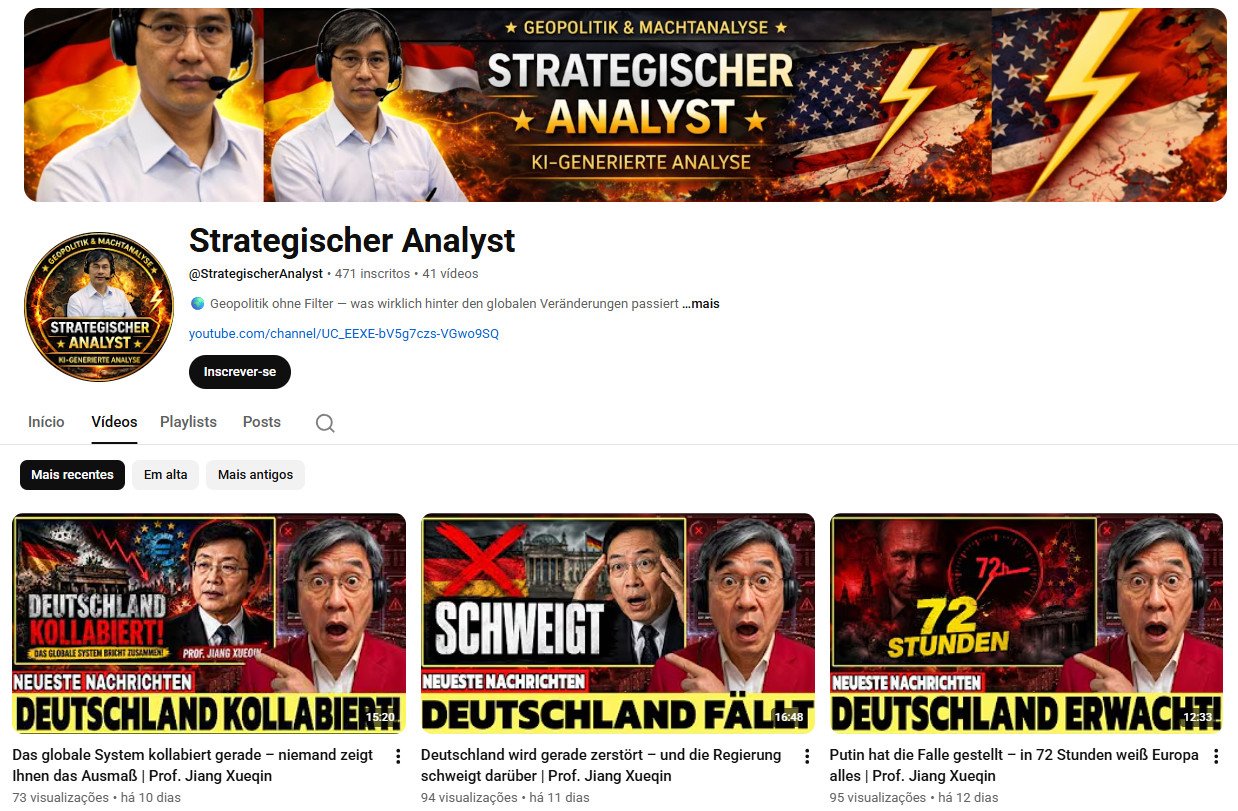 Canal no YouTube à venda – Strategischer Analyst (471 inscritos)