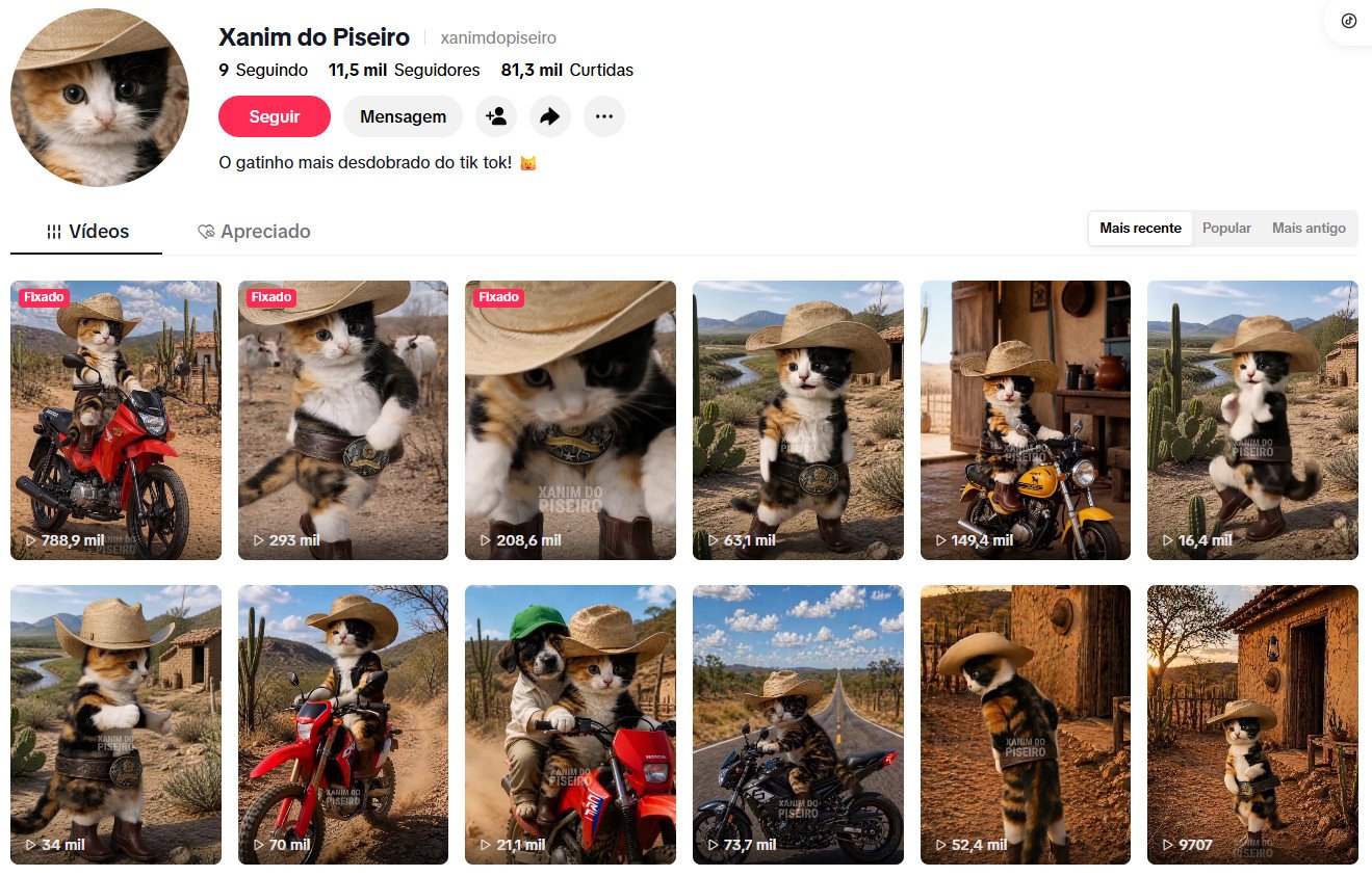 TikTok à venda – Humor, Bichinhos Fofos e Cultura Agro/Piseiro | 11 mil seguidores